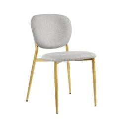 Kelmarsh Set Of 2 Light Grey Fabric Upholstered Dining Chairs -Daals DCH 2128 LIGHTGREY FAB 2P WB2