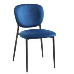 Kelmarsh Set Of 2 Navy Blue Velvet Upholstered Dining Chairs -Daals DCH 2128 NAVY VEL 2P WB3