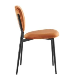 Kelmarsh Set Of 2 Orange Velvet Upholstered Dining Chairs -Daals DCH 2128 ORANGEL VEL 2P WB4