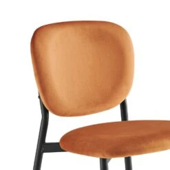 Kelmarsh Set Of 2 Orange Velvet Upholstered Dining Chairs -Daals DCH 2128 ORANGEL VEL 2P detail1