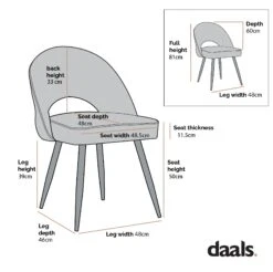Oakley Set Of 2 Teal Velvet Upholstered Dining Chairs With Contrast Piping -Daals DCH 2138 2P CHART 7