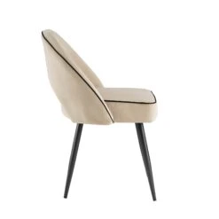 Oakley Set Of 2 Champagne Velvet Upholstered Dining Chairs With Contrast Piping 15 Oakley Set Of 2 Champagne Velvet Upholstered Dining Chairs With Contrast Piping -Daals DCH 2138 CHAMP VEL 2P WB4