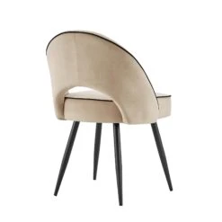 Oakley Set Of 2 Champagne Velvet Upholstered Dining Chairs With Contrast Piping -Daals DCH 2138 CHAMP VEL 2P WB5