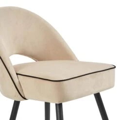 Oakley Set Of 2 Champagne Velvet Upholstered Dining Chairs With Contrast Piping -Daals DCH 2138 CHAMP VEL 2P detail1