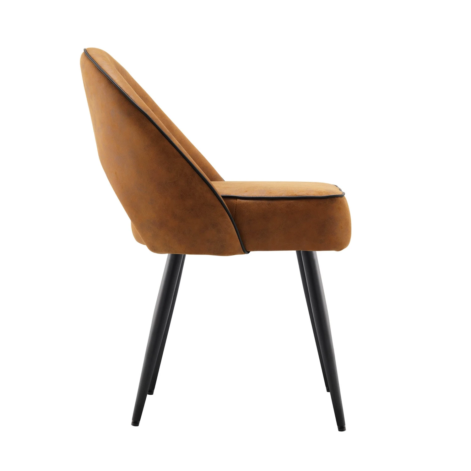 Oakley Set Of 2 Cognac Colour Vegan LeatherUpholstered Dining Chairs With Piping 7 Oakley Set Of 2 Cognac Colour Vegan LeatherUpholstered Dining Chairs With Piping - Image 7