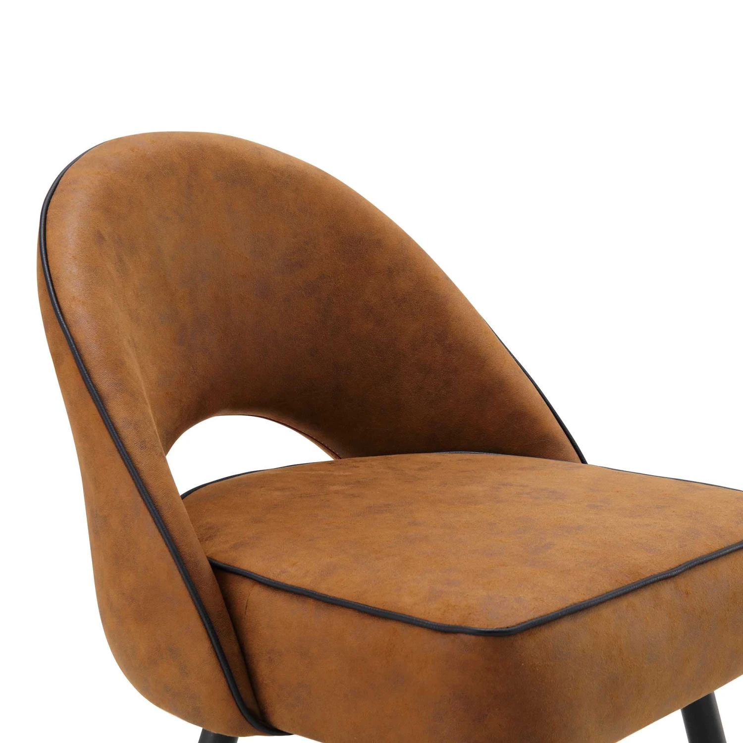 Oakley Set Of 2 Cognac Colour Vegan LeatherUpholstered Dining Chairs With Piping 9 Oakley Set Of 2 Cognac Colour Vegan LeatherUpholstered Dining Chairs With Piping - Image 9