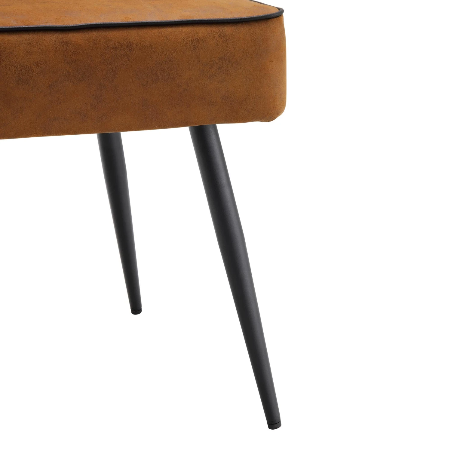 Oakley Set Of 2 Cognac Colour Vegan LeatherUpholstered Dining Chairs With Piping 11 Oakley Set Of 2 Cognac Colour Vegan LeatherUpholstered Dining Chairs With Piping - Image 11