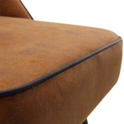 Oakley Set Of 2 Cognac Colour Vegan LeatherUpholstered Dining Chairs With Piping 23 Oakley Set Of 2 Cognac Colour Vegan LeatherUpholstered Dining Chairs With Piping -Daals DCH 2138 COGNAC KJB 2P detail4
