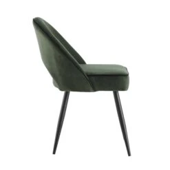 Oakley Set Of 2 Dark Green Velvet Upholstered Dining Chairs With Contrast Piping -Daals DCH 2138 DARKGREEN VEL 2P WB4