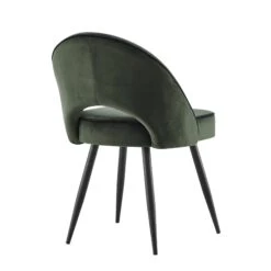 Oakley Set Of 2 Dark Green Velvet Upholstered Dining Chairs With Contrast Piping -Daals DCH 2138 DARKGREEN VEL 2P WB5