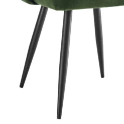 Oakley Set Of 2 Dark Green Velvet Upholstered Dining Chairs With Contrast Piping -Daals DCH 2138 DARKGREEN VEL 2P detail2