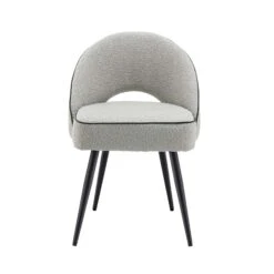 Oakley Set Of 2 Grey Boucle Upholstered Dining Chairs With Piping 14 Oakley Set Of 2 Grey Boucle Upholstered Dining Chairs With Piping -Daals DCH 2138 GREY BOUCLE 2P WB2