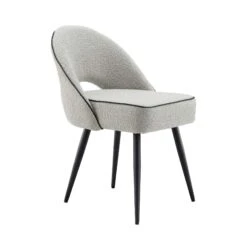 Oakley Set Of 2 Grey Boucle Upholstered Dining Chairs With Piping 17 Oakley Set Of 2 Grey Boucle Upholstered Dining Chairs With Piping -Daals DCH 2138 GREY BOUCLE 2P WB4