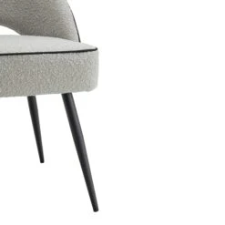 Oakley Set Of 2 Grey Boucle Upholstered Dining Chairs With Piping 21 Oakley Set Of 2 Grey Boucle Upholstered Dining Chairs With Piping -Daals DCH 2138 GREY BOUCLE 2P detail2