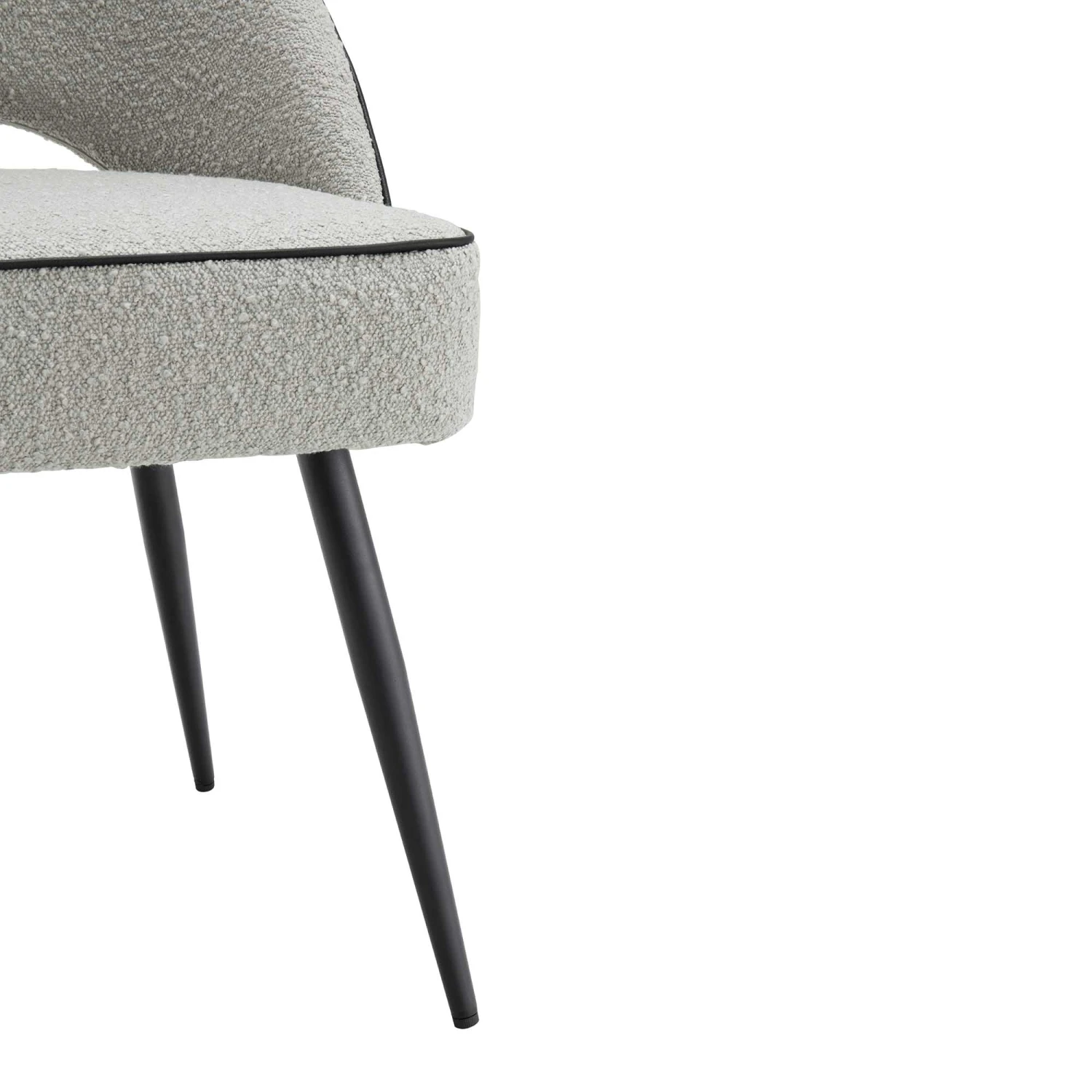 Oakley Set Of 2 Grey Boucle Upholstered Dining Chairs With Piping 10 Oakley Set Of 2 Grey Boucle Upholstered Dining Chairs With Piping - Image 10