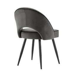 Oakley Set Of 2 Dark Grey Velvet Upholstered Dining Chairs With Piping -Daals DCH 2138 GREY VEL 2P WB5