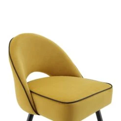 Oakley Set Of 2 Mustard Yellow Velvet Upholstered Dining Chairs With Piping 20 Oakley Set Of 2 Mustard Yellow Velvet Upholstered Dining Chairs With Piping -Daals DCH 2138 MUSTARD VEL 2P detail1