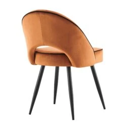 Oakley Set Of 2 Orange Velvet Upholstered Dining Chairs With Contrast Piping 15 Oakley Set Of 2 Orange Velvet Upholstered Dining Chairs With Contrast Piping -Daals DCH 2138 ORANGE VEL 2P WB5