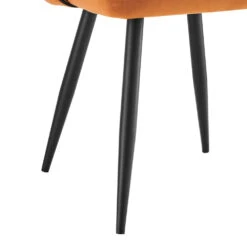 Oakley Set Of 2 Orange Velvet Upholstered Dining Chairs With Contrast Piping 17 Oakley Set Of 2 Orange Velvet Upholstered Dining Chairs With Contrast Piping -Daals DCH 2138 ORANGE VEL 2P detail2