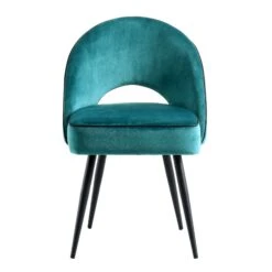 Oakley Set Of 2 Teal Velvet Upholstered Dining Chairs With Contrast Piping -Daals DCH 2138 TEAL VEL 2P WB2