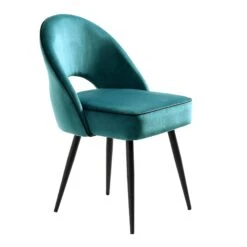 Oakley Set Of 2 Teal Velvet Upholstered Dining Chairs With Contrast Piping -Daals DCH 2138 TEAL VEL 2P WB4