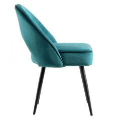 Oakley Set Of 2 Teal Velvet Upholstered Dining Chairs With Contrast Piping -Daals DCH 2138 TEAL VEL 2P WB5