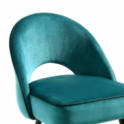 Oakley Set Of 2 Teal Velvet Upholstered Dining Chairs With Contrast Piping -Daals DCH 2138 TEAL VEL 2P detail1