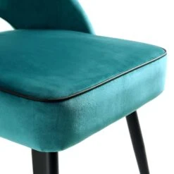 Oakley Set Of 2 Teal Velvet Upholstered Dining Chairs With Contrast Piping -Daals DCH 2138 TEAL VEL 2P detail2