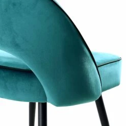Oakley Set Of 2 Teal Velvet Upholstered Dining Chairs With Contrast Piping -Daals DCH 2138 TEAL VEL 2P detail3