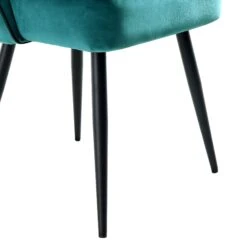Oakley Set Of 2 Teal Velvet Upholstered Dining Chairs With Contrast Piping -Daals DCH 2138 TEAL VEL 2P detail4