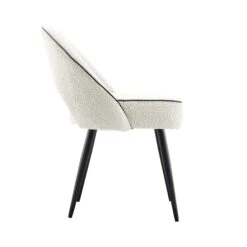 Oakley Set Of 2 White Boucle Upholstered Dining Chairs With Piping -Daals DCH 2138 WHITE BOUCLE 2P WB5