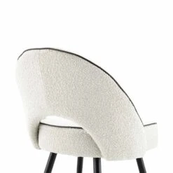 Oakley Set Of 2 White Boucle Upholstered Dining Chairs With Piping -Daals DCH 2138 WHITE BOUCLE 2P detail3