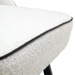 Oakley Set Of 2 White Boucle Upholstered Dining Chairs With Piping -Daals DCH 2138 WHITE BOUCLE 2P detail4