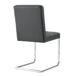 Keyston Set Of 2 Dark Grey PU Leather Upholstered Dining Chairs With Chrome Legs -Daals DCH 2140 DARKGREY PU 2P WB5
