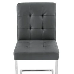 Keyston Set Of 2 Dark Grey PU Leather Upholstered Dining Chairs With Chrome Legs -Daals DCH 2140 DARKGREY PU 2P detail1