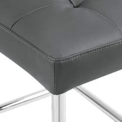 Keyston Set Of 2 Dark Grey PU Leather Upholstered Dining Chairs With Chrome Legs -Daals DCH 2140 DARKGREY PU 2P detail3