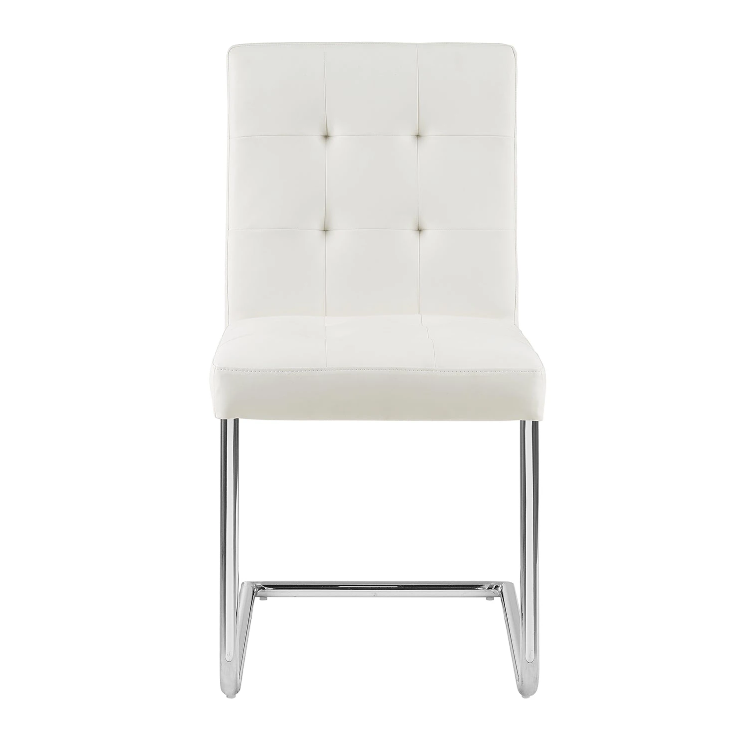 Keyston Set Of 2 Cream White PU Leather Upholstered Dining Chairs With Chrome Legs 5 Keyston Set Of 2 Cream White PU Leather Upholstered Dining Chairs With Chrome Legs - Image 5