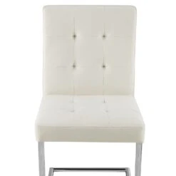 Keyston Set Of 2 Cream White PU Leather Upholstered Dining Chairs With Chrome Legs 17 Keyston Set Of 2 Cream White PU Leather Upholstered Dining Chairs With Chrome Legs -Daals DCH 2140 WHITE PU 2P detail1