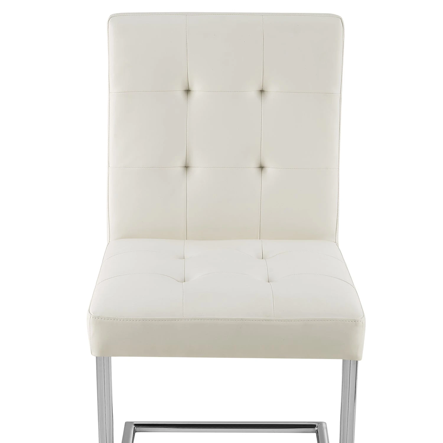 Keyston Set Of 2 Cream White PU Leather Upholstered Dining Chairs With Chrome Legs 8 Keyston Set Of 2 Cream White PU Leather Upholstered Dining Chairs With Chrome Legs - Image 8