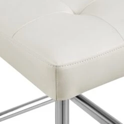 Keyston Set Of 2 Cream White PU Leather Upholstered Dining Chairs With Chrome Legs 19 Keyston Set Of 2 Cream White PU Leather Upholstered Dining Chairs With Chrome Legs -Daals DCH 2140 WHITE PU 2P detail3