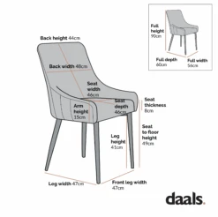 Garnet Set Of 2 Dark Grey Velvet Upholstered Dining Chairs With Back Handle -Daals DCH 2141 2P CHART