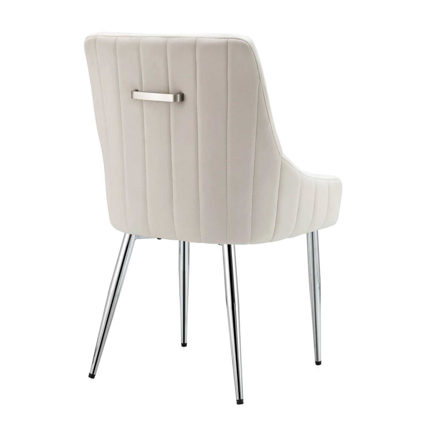 Garnet Set Of 2 Champagne Velvet Upholstered Dining Chairs With Back Handle 8 Garnet Set Of 2 Champagne Velvet Upholstered Dining Chairs With Back Handle - Image 8