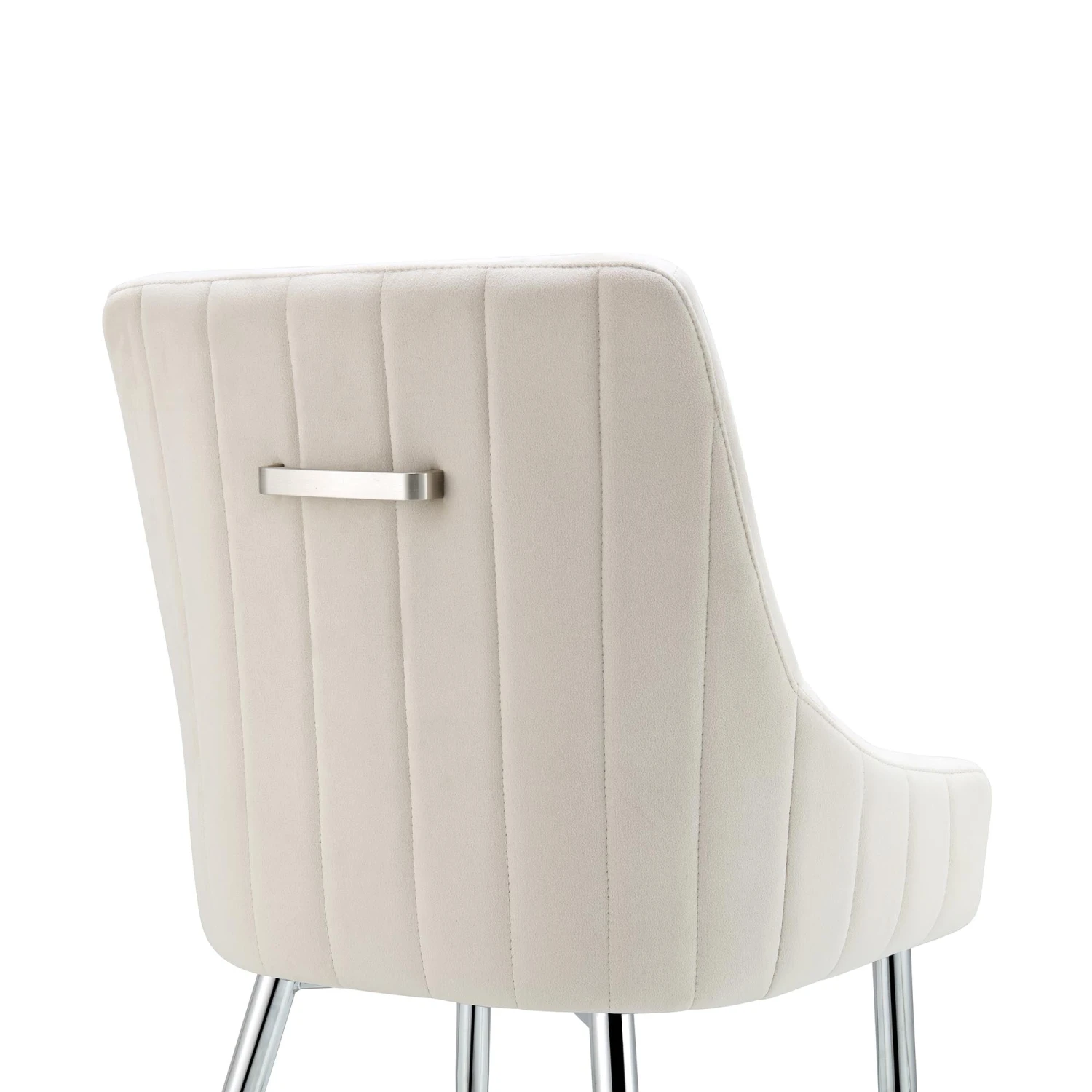 Garnet Set Of 2 Champagne Velvet Upholstered Dining Chairs With Back Handle 12 Garnet Set Of 2 Champagne Velvet Upholstered Dining Chairs With Back Handle - Image 12