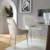 Garnet Set Of 2 Champagne Velvet Upholstered Dining Chairs With Back Handle