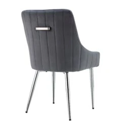 Garnet Set Of 2 Dark Grey Velvet Upholstered Dining Chairs With Back Handle -Daals DCH 2141 GREY VEL 2P WB6