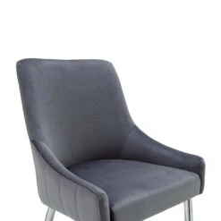 Garnet Set Of 2 Dark Grey Velvet Upholstered Dining Chairs With Back Handle -Daals DCH 2141 GREY VEL 2P detail1
