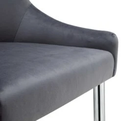 Garnet Set Of 2 Dark Grey Velvet Upholstered Dining Chairs With Back Handle -Daals DCH 2141 GREY VEL 2P detail3