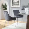 Garnet Set Of 2 Dark Grey Velvet Upholstered Dining Chairs With Back Handle
