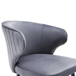 Langham Set Of 2 Grey Velvet Upholstered Carver Dining Chairs -Daals DCH 2143 GREY VEL 2P detail1