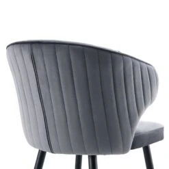 Langham Set Of 2 Grey Velvet Upholstered Carver Dining Chairs -Daals DCH 2143 GREY VEL 2P detail2